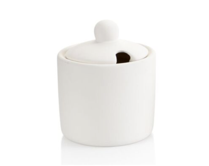 Zuckerdose mit Löffelbucht Zuckerdose mit Löffelbucht ø 8,5, H 11 cm
